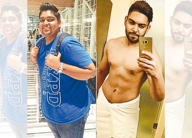 Two years ago, Vishal Pritmani weighed 126kgs (left), while today his weight is 85kgs (right) Two years ago, Vishal Pritmani weighed 126kgs (left), while today his weight is 85kgs (right)