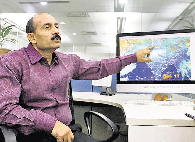 Mahesh Palawat at Skymet Weather Forecast, Sector 125, Noida. (Salman Ali / Hindustan Times )