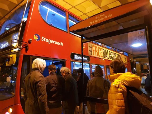 A London bus with the “Free Balochistan” advertsiement. (HT Photo) A London bus with the “Free Balochistan” advertsiement. (HT Photo)