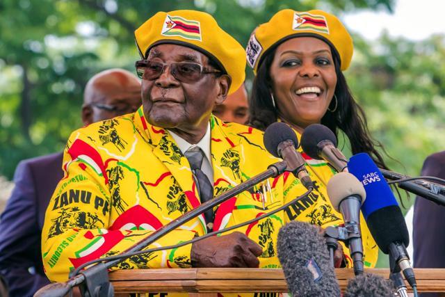 File photo taken on November 8, 2017 shows Zimbabwe's President Robert Mugabe addressing party members and supporters who gathered at his party’s headquarters to show support to his wife Grace Mugabe (right) becoming the next vice president after the dismissal of Emerson Mnangagwa. (AFP) File photo taken on November 8, 2017 shows Zimbabwe's President Robert Mugabe addressing party members and supporters who gathered at his party’s headquarters to show support to his wife Grace Mugabe (right) becoming the next vice president after the dismissal of Emerson Mnangagwa. (AFP)