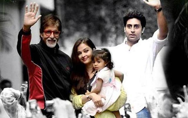 Amitabh, Aishwarya, Abhishek and Aaradhya in a file photo where they greet fans outside their house in Mumbai. Amitabh, Aishwarya, Abhishek and Aaradhya in a file photo where they greet fans outside their house in Mumbai.