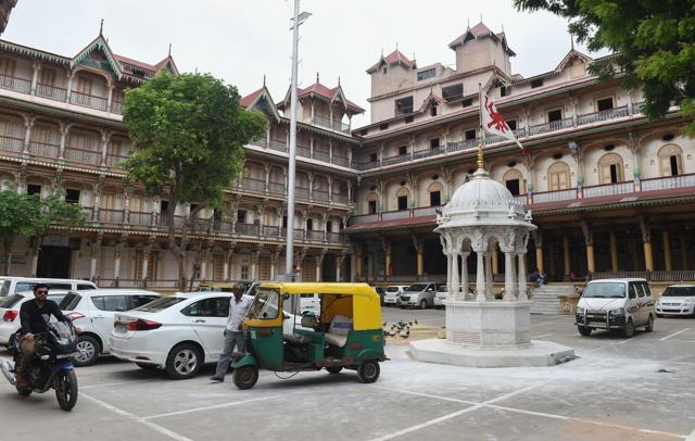 The parking lot next to the nearly 200 year old Swaminarayan Kalupur Temple in Ahmedabad. (AFP Photo) The parking lot next to the nearly 200 year old Swaminarayan Kalupur Temple in Ahmedabad. (AFP Photo)