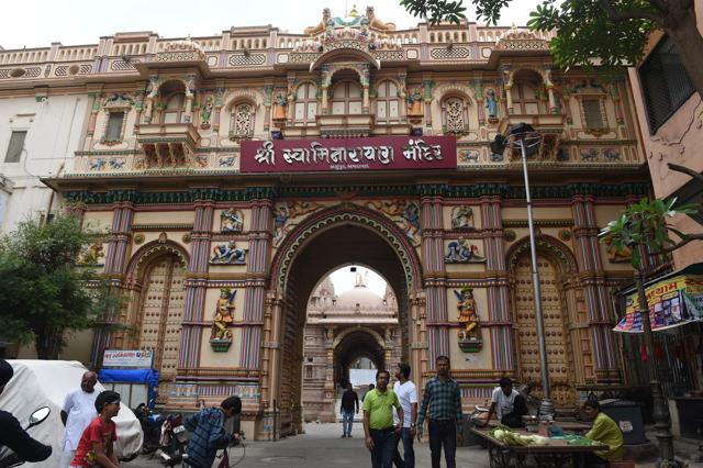 The entrance gate of the nearly 200 year old Swaminarayan Kalupur Temple in Ahmedabad. (AFP Photo) The entrance gate of the nearly 200 year old Swaminarayan Kalupur Temple in Ahmedabad. (AFP Photo)