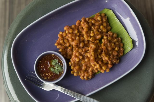 The crispy corn cakes are aromatic and flavoured with kafir lime. (Aalok Soni / HT Photo)