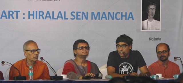 File photo of writer Shirshendu Mukhopaghyay, flm director Rituparno Ghosh, actor Koushik Sen and poet Srijato during a film adda session at Hiralal Sen Mancha on November 15, 2012 in Kolkata. (HT Photo)