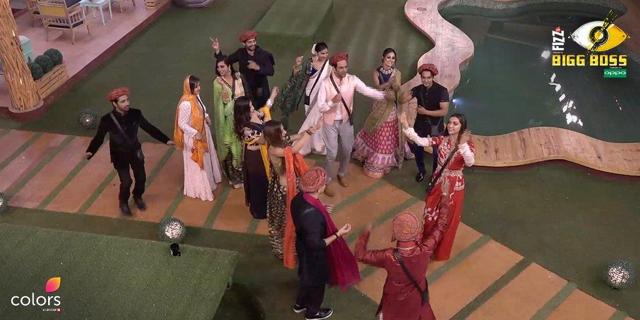 Deepika grooves to Ghoomar as the housemates join her. (Colors) Deepika grooves to Ghoomar as the housemates join her. (Colors)