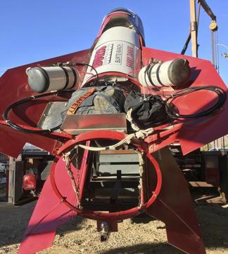 The homemade, steam-powered rocket built by limo driver Mad Mike Hughes. (AP Photo) The homemade, steam-powered rocket built by limo driver Mad Mike Hughes. (AP Photo)