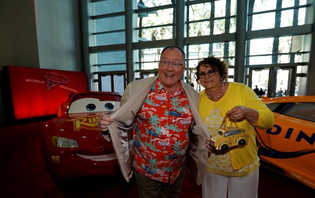 John Lasseter, Chief creative officer of Pixar and his wife Nancy pose at the premiere of Cars 3 at the convention centre in Anaheim, California. (REUTERS) John Lasseter, Chief creative officer of Pixar and his wife Nancy pose at the premiere of Cars 3 at the convention centre in Anaheim, California. (REUTERS)