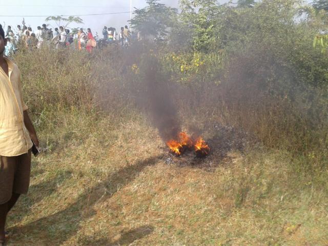 Part of the crashed aircraft. (HT Photo) Part of the crashed aircraft. (HT Photo)