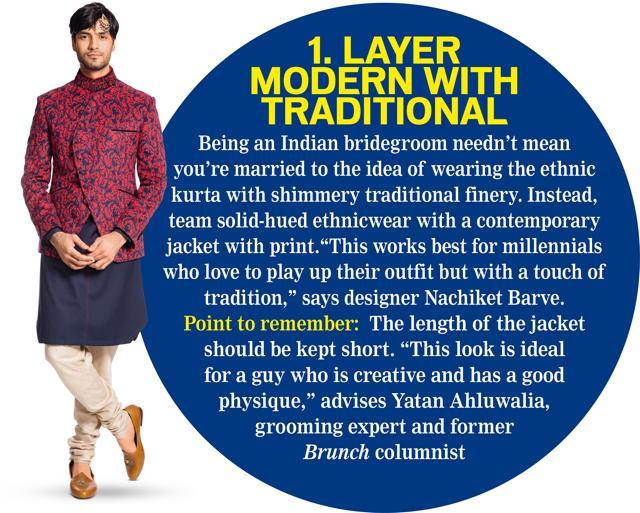 Manu wears a blue jacket with red embroidery by Sunil Mehra, kurta by Shantanu & Nikhil, churidar and shoes by Sabyasachi and maang tika from House of MBJ (Vinod Aggarwal) Manu wears a blue jacket with red embroidery by Sunil Mehra, kurta by Shantanu & Nikhil, churidar and shoes by Sabyasachi and maang tika from House of MBJ (Vinod Aggarwal)