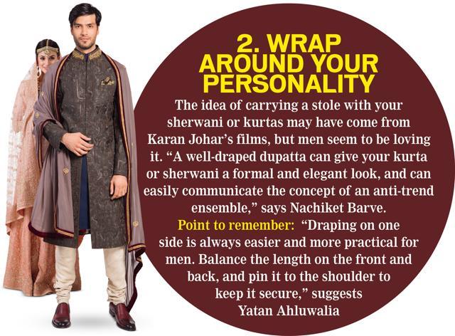 Manu wears a sherwani and dupatta by Shantanu & Nikhil and shoes from Woodland. Vesna wears a peach lehenga-choli by Ritu Kumar and jewellery from House of MBJ (Vinod Aggarwal) Manu wears a sherwani and dupatta by Shantanu & Nikhil and shoes from Woodland. Vesna wears a peach lehenga-choli by Ritu Kumar and jewellery from House of MBJ (Vinod Aggarwal)