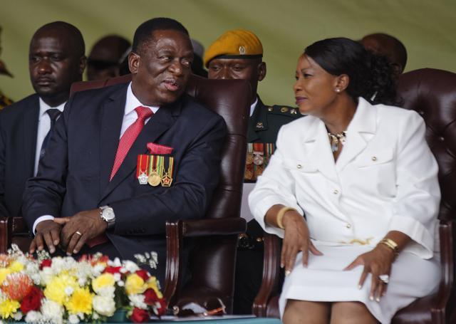 Emmerson Mnangagwa and his wife Auxillia, right, arrive at the presidential inauguration ceremony in the capital Harare, Zimbabwe Friday, Nov. 24, 2017. (AP) Emmerson Mnangagwa and his wife Auxillia, right, arrive at the presidential inauguration ceremony in the capital Harare, Zimbabwe Friday, Nov. 24, 2017. (AP)