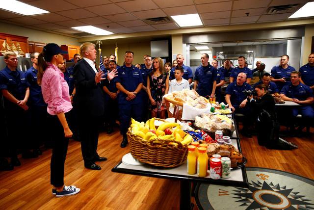 US President Donald Trump and First Lady Melania Trump visit a US Coast Guard Station Lake Worth Inlet in Riviera Beach, Florida. (Reuters Photo)