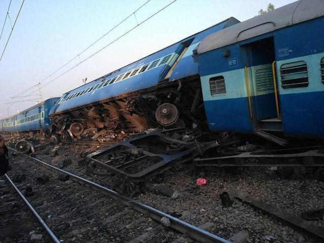 Derailed coaches of Vasco Da Gama-Patna express train near Manikpur railway station in Uttar Pradesh on Friday. (PTI Photo) Derailed coaches of Vasco Da Gama-Patna express train near Manikpur railway station in Uttar Pradesh on Friday. (PTI Photo)