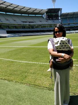 A carrier can be your perfect parenting partner. This is us at the Melbourne Cricket Ground during an hour-long guided tour. A carrier can be your perfect parenting partner. This is us at the Melbourne Cricket Ground during an hour-long guided tour.