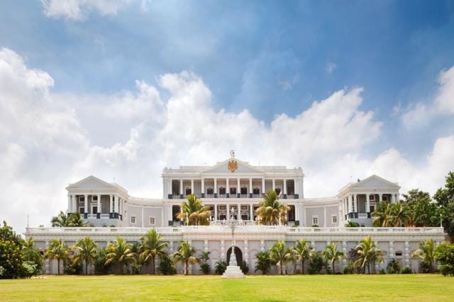 A view of the Taj Falaknuma Palace from the outside. (HT Photo) A view of the Taj Falaknuma Palace from the outside. (HT Photo)