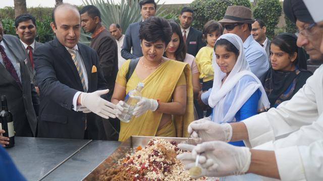 Acid attack survivors also participated at this cake mixing ceremony at Crowne Plaza, Rohini.