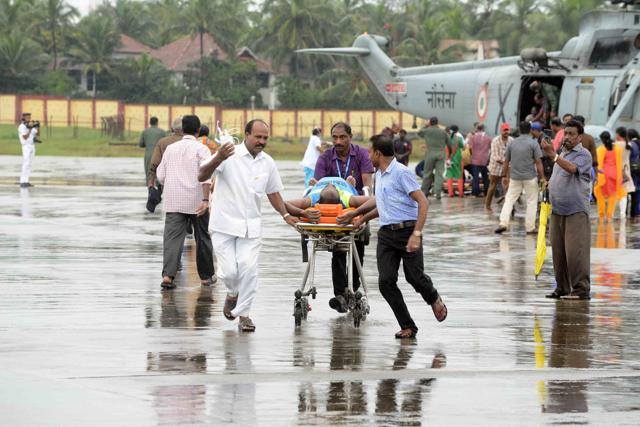 Rescued fishermen being brought to hospitals at Thiruvananthapuram on Friday. (HT PHOTO) Rescued fishermen being brought to hospitals at Thiruvananthapuram on Friday. (HT PHOTO)