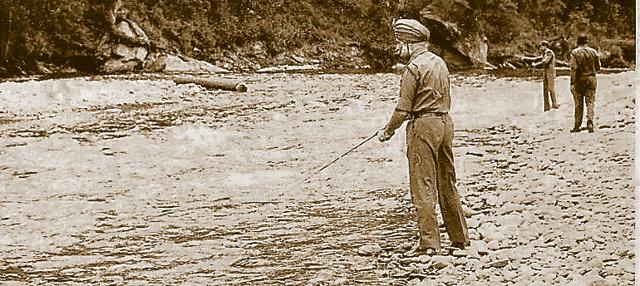 Maj Gen Jaswant Singh (retd) fishing in Munawar Tawi river before the 1971 War. (PHOTO: SANDHU FAMILY ARCHIVES)