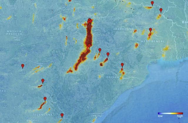The worst of the air pollution from power plants runs from the north of Patna in Bihar to Raipur in Chhattisgarh, show pictures captured by the Copernicus Sentinel-5P mission on November 10, 2017. (Contains modified Copernicus Sentinel data (2017), processed by KNMI/European Space Agency) The worst of the air pollution from power plants runs from the north of Patna in Bihar to Raipur in Chhattisgarh, show pictures captured by the Copernicus Sentinel-5P mission on November 10, 2017. (Contains modified Copernicus Sentinel data (2017), processed by KNMI/European Space Agency)