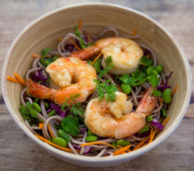 Prawns served with microgreens at Kitchen Garden by Suzette Prawns served with microgreens at Kitchen Garden by Suzette