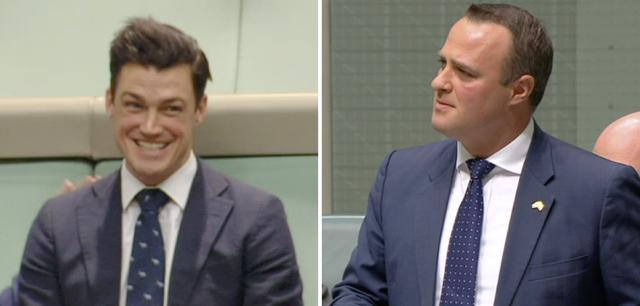 Australian lawmaker Tim Wilson, right, proposes to his gay partner Ryan Patrick Bolger, who was sitting in the public gallery, at Parliament in Canberra. (AP) Australian lawmaker Tim Wilson, right, proposes to his gay partner Ryan Patrick Bolger, who was sitting in the public gallery, at Parliament in Canberra. (AP)