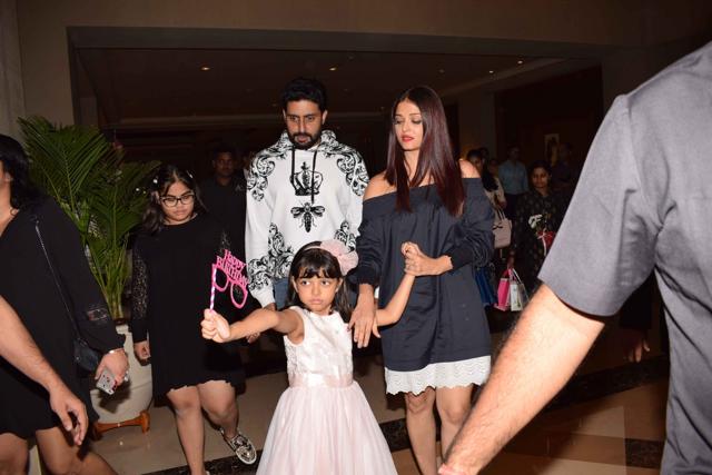 Abhishek Bachchan and his wife Aishwarya Rai Bachchan celebrate daughter Aaradhya Bachchan’s birthday in Mumbai on Nov 16. (IANS) Abhishek Bachchan and his wife Aishwarya Rai Bachchan celebrate daughter Aaradhya Bachchan’s birthday in Mumbai on Nov 16. (IANS)