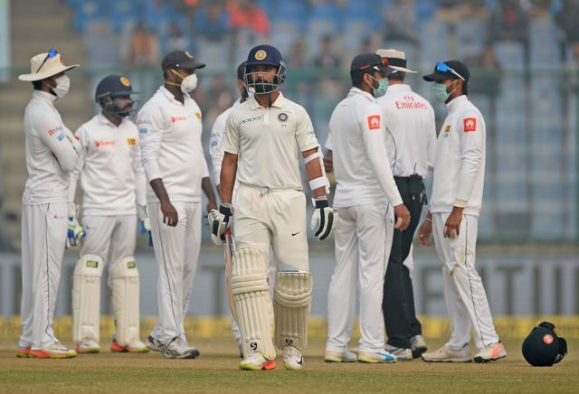Ajinkya Rahane’s poor series came to an end as he was dismissed for a cheap score at the Feroz Shah Kotla. (AFP)