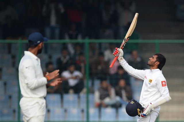 Dhananjaya de Silva scored his third century as he defied the Indian bowlers on the final day of the Kotla Test. (AFP) Dhananjaya de Silva scored his third century as he defied the Indian bowlers on the final day of the Kotla Test. (AFP)