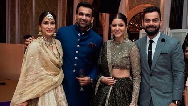Virat Kohli and Anushka Sharma at Zaheer Khan and Sagarika Ghatge’s reception. Virat Kohli and Anushka Sharma at Zaheer Khan and Sagarika Ghatge’s reception.