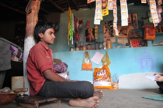 Bhopal, India - Nov. 25, 2017: Saurabh Rajak who has recently atarted practicing christianity at his hut that contains signs of both hindu and christian in village Bandri in Sagar district in Madhya Pradesh, India, on Saturday, November 25, 2017. (Photo by Mujeeb Faruqui/Hindustan Times) (Mujeeb Faruqui/HT Photo) Bhopal, India - Nov. 25, 2017: Saurabh Rajak who has recently atarted practicing christianity at his hut that contains signs of both hindu and christian in village Bandri in Sagar district in Madhya Pradesh, India, on Saturday, November 25, 2017. (Photo by Mujeeb Faruqui/Hindustan Times) (Mujeeb Faruqui/HT Photo)