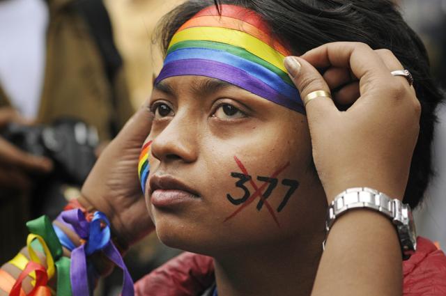 Members of the LGBT community also raised slogans against Article 377 at the 16th Kolkata Rainbow Pride Walk. (Samir Jana/HT PHOTO) Members of the LGBT community also raised slogans against Article 377 at the 16th Kolkata Rainbow Pride Walk. (Samir Jana/HT PHOTO)