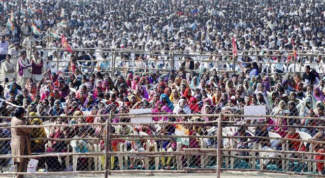 Supporters at Rahul Gandhi's public meeting at Tharad in Banaskantha. (PTI Photo) Supporters at Rahul Gandhi's public meeting at Tharad in Banaskantha. (PTI Photo)