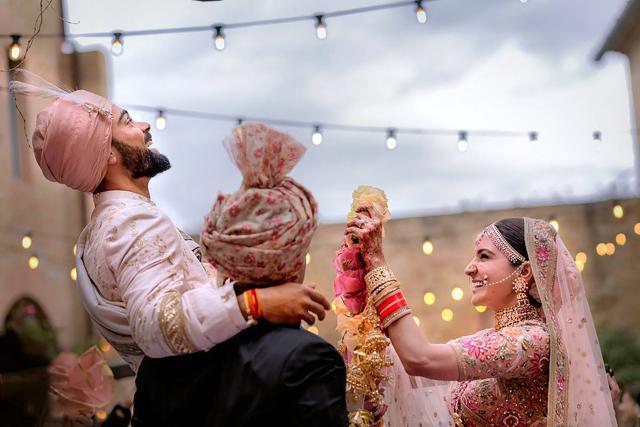 Virat Kohli and Anushka Sharma during their wedding in Florence. (PTI) Virat Kohli and Anushka Sharma during their wedding in Florence. (PTI)