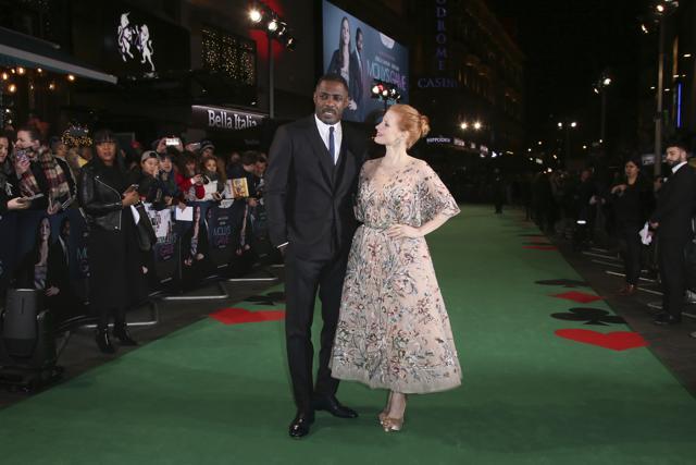 Actors Idris Elba and Jessica Chastain at premiere of the film Molly's Game in London. (Joel C Ryan/Invision/AP) Actors Idris Elba and Jessica Chastain at premiere of the film Molly's Game in London. (Joel C Ryan/Invision/AP)