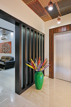 The elevator at Ruparel Palacio opens into each apartment’s private lobby.