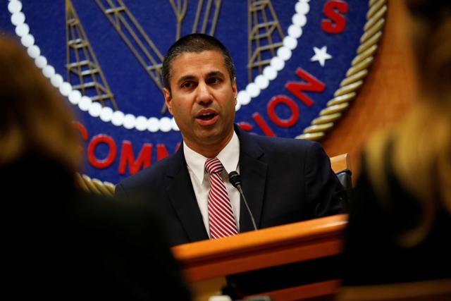 Chairman Ajit Pai speaks ahead of the vote on the repeal of so called net neutrality rules at the Federal Communications Commission in Washington, US, December 14, 2017. (REUTERS) Chairman Ajit Pai speaks ahead of the vote on the repeal of so called net neutrality rules at the Federal Communications Commission in Washington, US, December 14, 2017. (REUTERS)