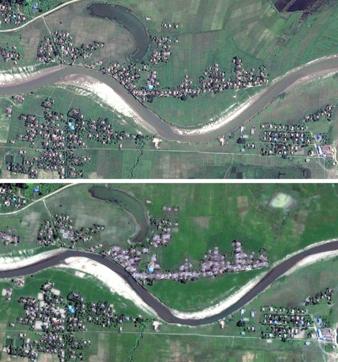 This combination of satellite images provided by Human Rights Watch/Digital Globe show four villages in Maungdaw township, northern Rakhine state, Myanmar, on November 25 (top) and December 2 (bottom), 2017. Satellite imagery shows Rohingya villages in Myanmar continue to be destroyed even after Myanmar and Bangladesh signed an agreement last month to return refugees from the Muslim minority who fled their country amid violence. (AP) This combination of satellite images provided by Human Rights Watch/Digital Globe show four villages in Maungdaw township, northern Rakhine state, Myanmar, on November 25 (top) and December 2 (bottom), 2017. Satellite imagery shows Rohingya villages in Myanmar continue to be destroyed even after Myanmar and Bangladesh signed an agreement last month to return refugees from the Muslim minority who fled their country amid violence. (AP)