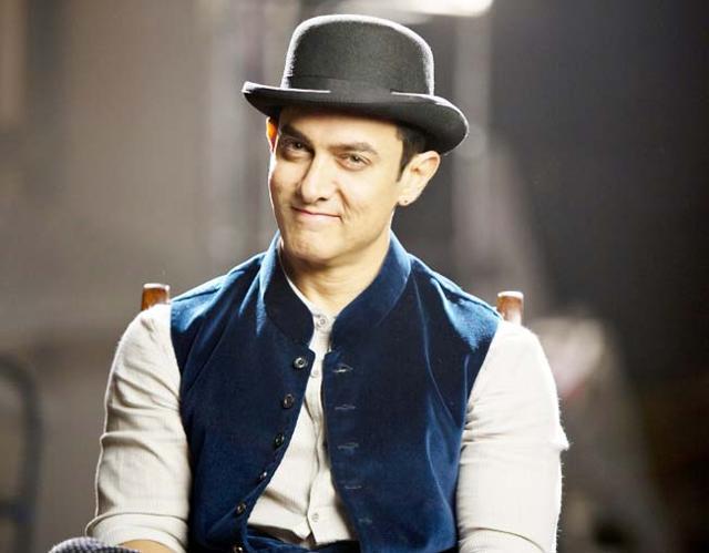 Aamir wearing the bowler hat in a still from the film. Aamir wearing the bowler hat in a still from the film.