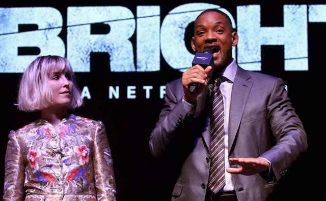 American Hollywood actor and producer Will Smith and Noomi Rapace attend the premiere of his cop thriller movie Bright in Mumbai on December 18. (AFP) American Hollywood actor and producer Will Smith and Noomi Rapace attend the premiere of his cop thriller movie Bright in Mumbai on December 18. (AFP)