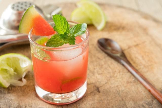 Mix watermelon syrup with strawberry fruit mix and lemon juice. (Shutterstock) Mix watermelon syrup with strawberry fruit mix and lemon juice. (Shutterstock)