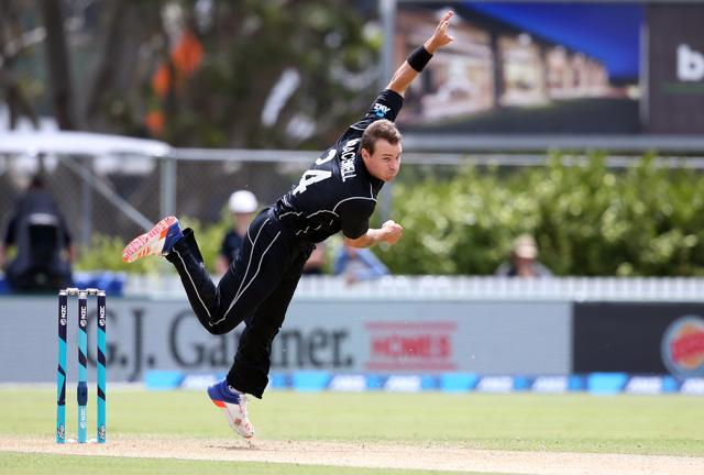 Doug Bracewell of New Zealand bowls during the first ODI versus the West Indies at Cobham Oval in Whangarei on December 20, 2017. (AFP) Doug Bracewell of New Zealand bowls during the first ODI versus the West Indies at Cobham Oval in Whangarei on December 20, 2017. (AFP)