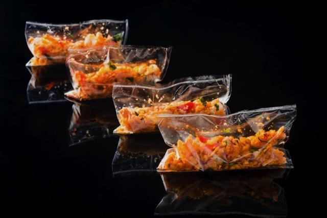 Bhel served in edible plastic sheets Bhel served in edible plastic sheets