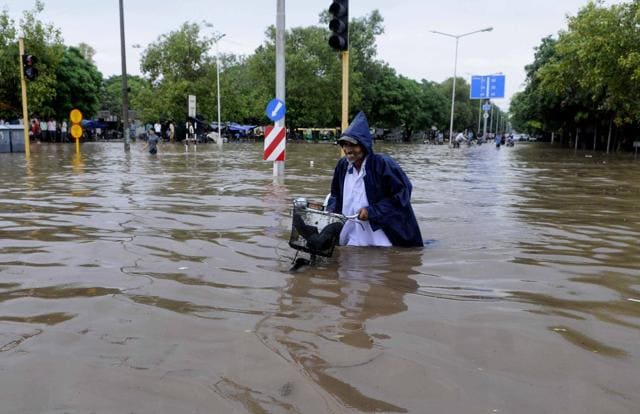 The skies opened up on August 21, flodding the tricity and exposing the administration’s claims of being well-prepared for the rains. (HT File) The skies opened up on August 21, flodding the tricity and exposing the administration’s claims of being well-prepared for the rains. (HT File)