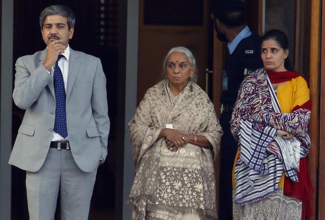 The wife, right, and mother, centre, of Kulbhushan Jadhav are escorted by an Indian diplomat after their meeting with Jadhav at the foreign ministry in Islamabad. (AP) The wife, right, and mother, centre, of Kulbhushan Jadhav are escorted by an Indian diplomat after their meeting with Jadhav at the foreign ministry in Islamabad. (AP)