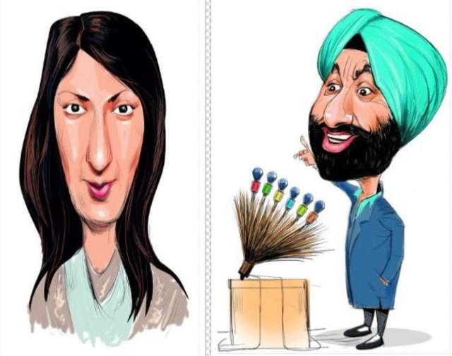 Gurmehar Kaur (left); and AAP leaderSukhpal Singh Khaira (right) (Biswajit Debnath/HT)