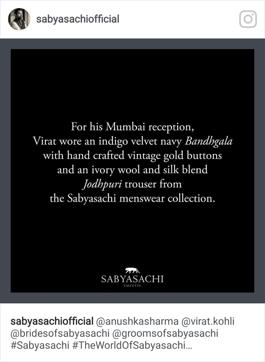Post on Sabyasachi’s official Instagram page