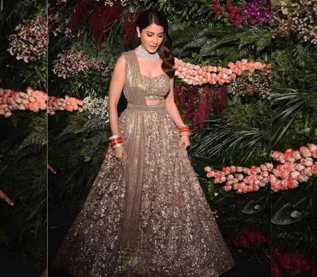 There was a princess-y quality to Anushka’s sparkle-adorned pale gown, but it was really elegant and simple. (Instagram)