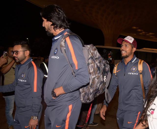 Parthiv Patel, Ishant Sharma and Umesh Yadav leave for the South Africa series. (PTI) Parthiv Patel, Ishant Sharma and Umesh Yadav leave for the South Africa series. (PTI)