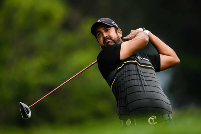 Shiv Kapur of India tees off during round two of the Hong Kong Open at the Hong Kong Golf Club. (AFP)